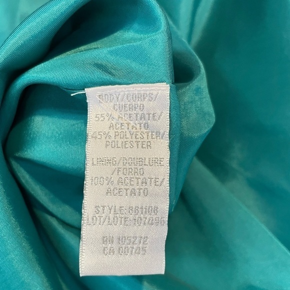 THEIA Floral Jacquard Sleeveless Pleated Dress in Blue Green Size 8 - Picture 12 of 14